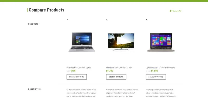 compare products (venedor shopify theme)
